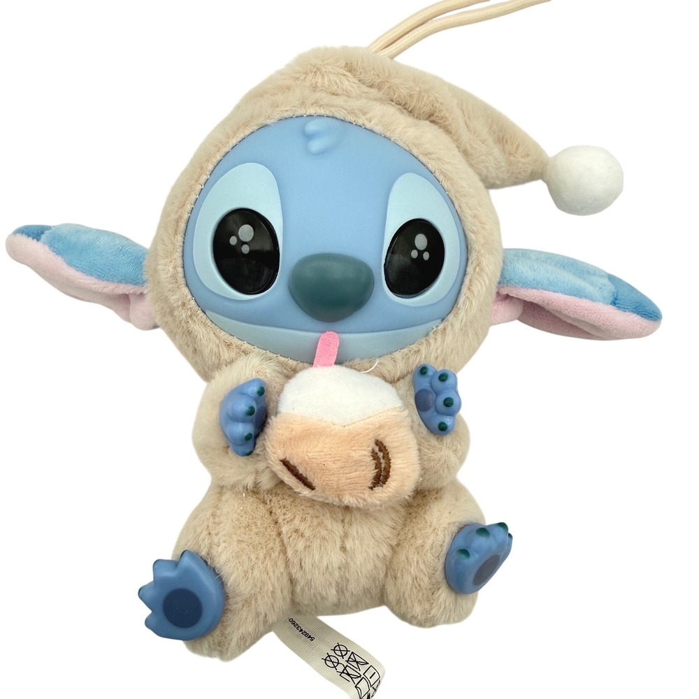 STITCH MINISO DISNEY Plush Keychain Eat Something Boba Tea Bag Charm 5.5 inch